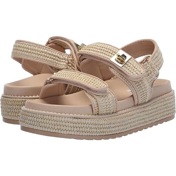 Steve Madden Cream Platform Sandals with Woven Texture - Picture 1 of 7